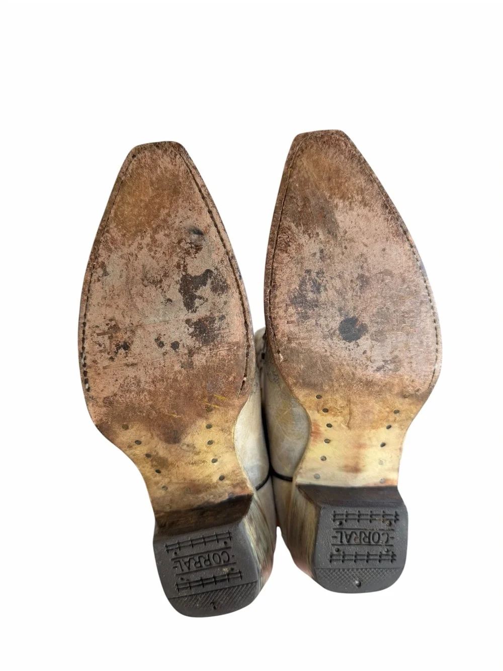 Corral Teens Off-White Glittered Inlay Snip Toe Cowboy Boots T0021 | Size 2